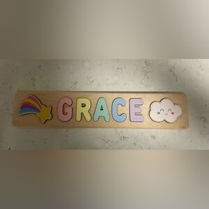 Colorful Rainbow Wooden Name Grace  Puzzle